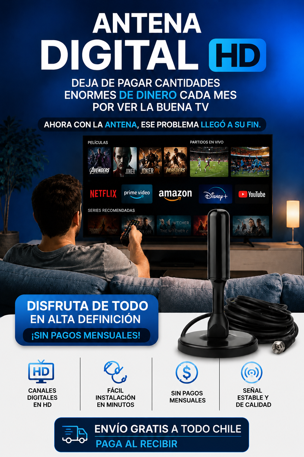 Disfruta de canales Full HD sin pagar mensualidades